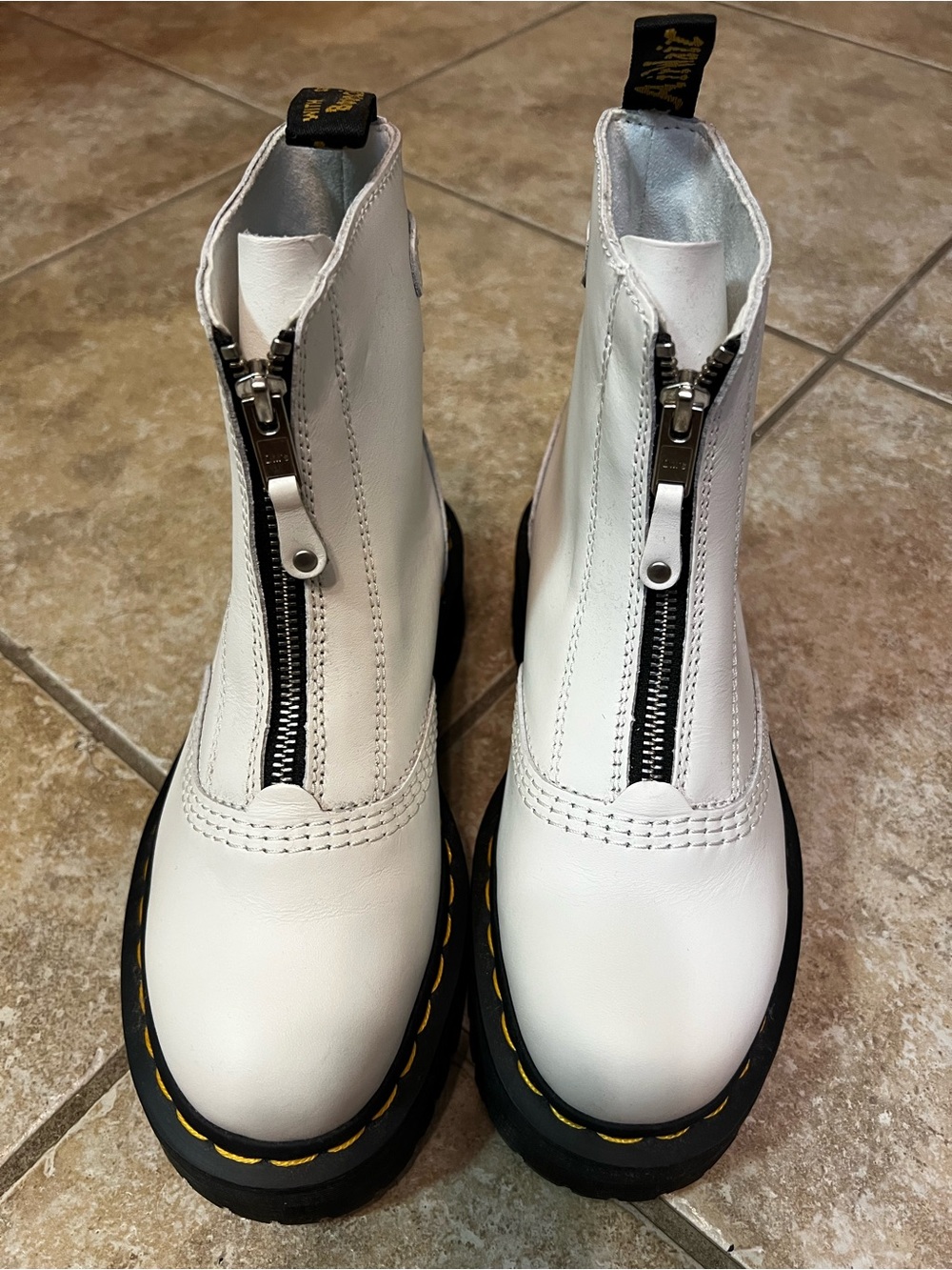 Dr. Martens White Jetta Zipped Boots -New Without Tag